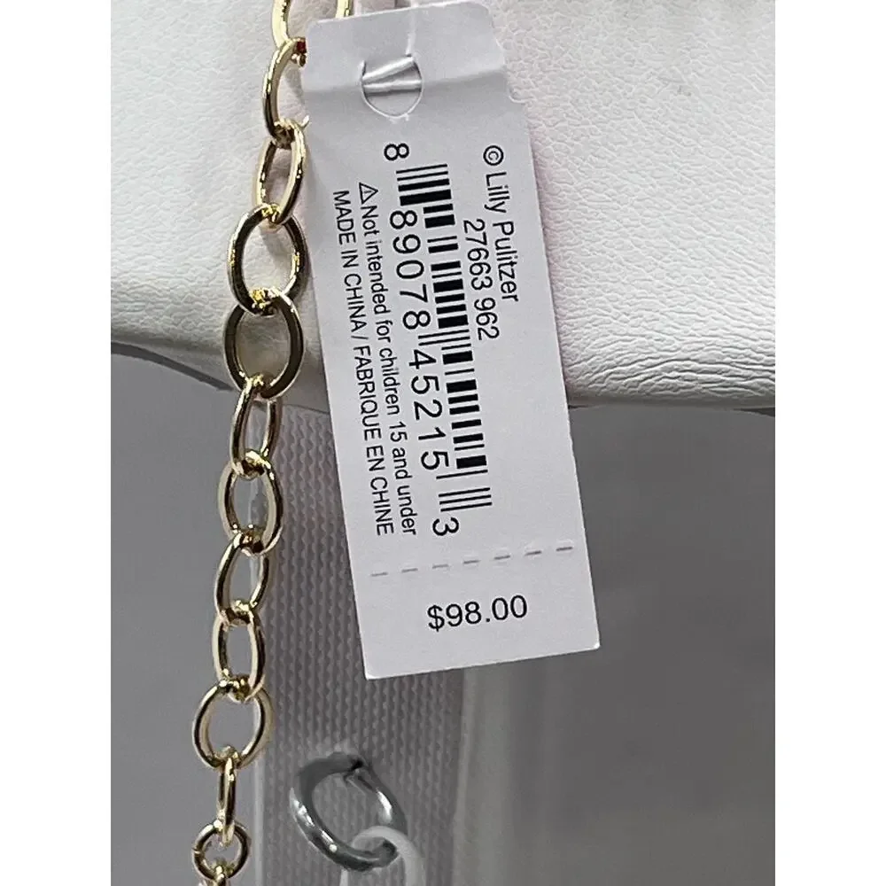 Lilly Pulitzer Coral Cove Emerald Isle Green Round Disc Crystal‎ Necklace New